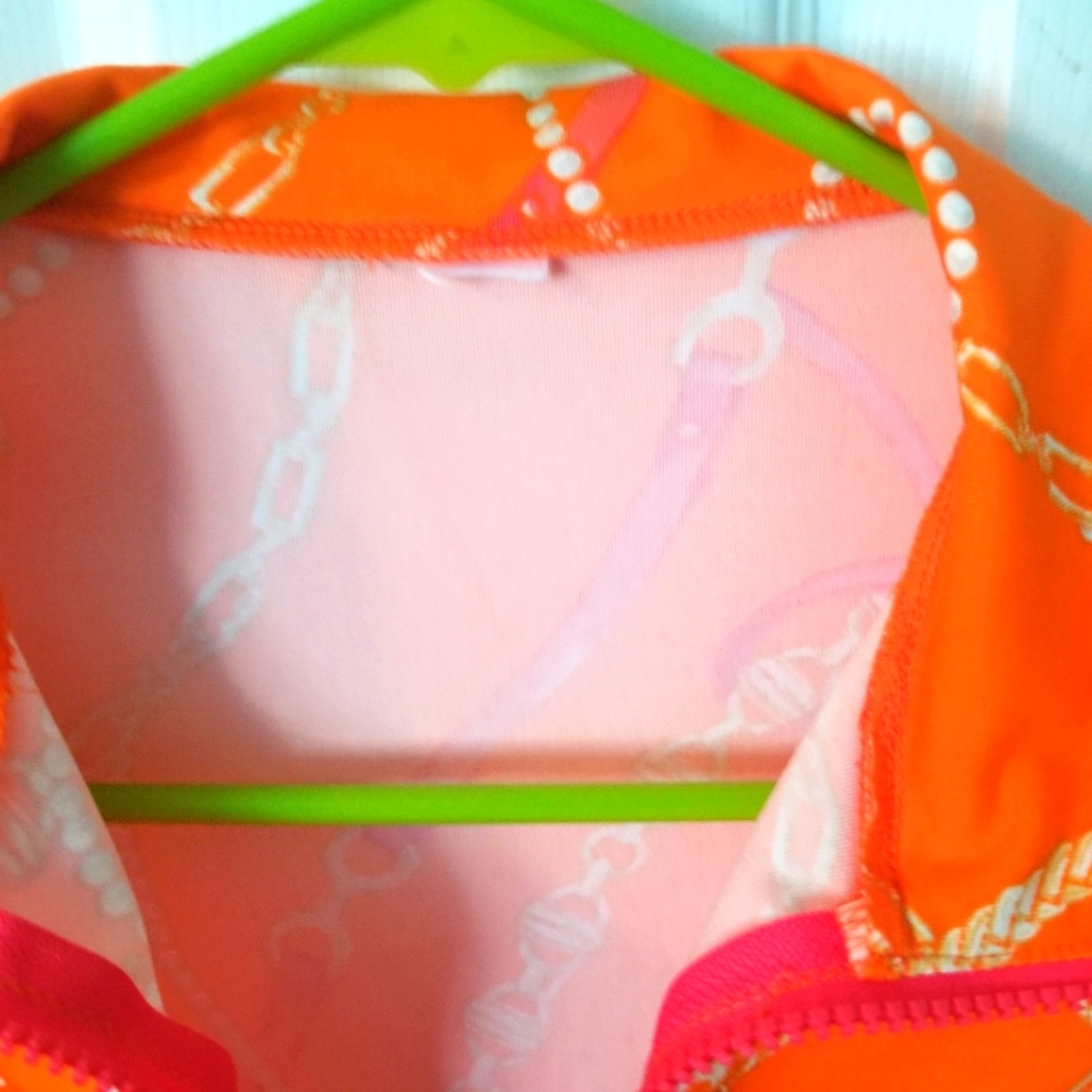 NWOT Bright Beautiful Orange Crop Top with chain links Activewear Size L
